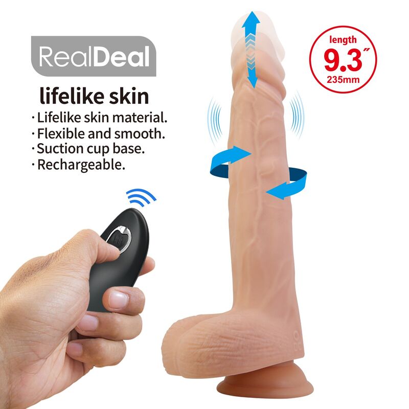 PRETTY LOVE - MILES THRUSTING & ROTATING VIBRATING DILDO REMOTE CONTROL 23.5 CM Ø 4.8 CM NATURAL · Dildo & Stimulatoare (imaginea 6)