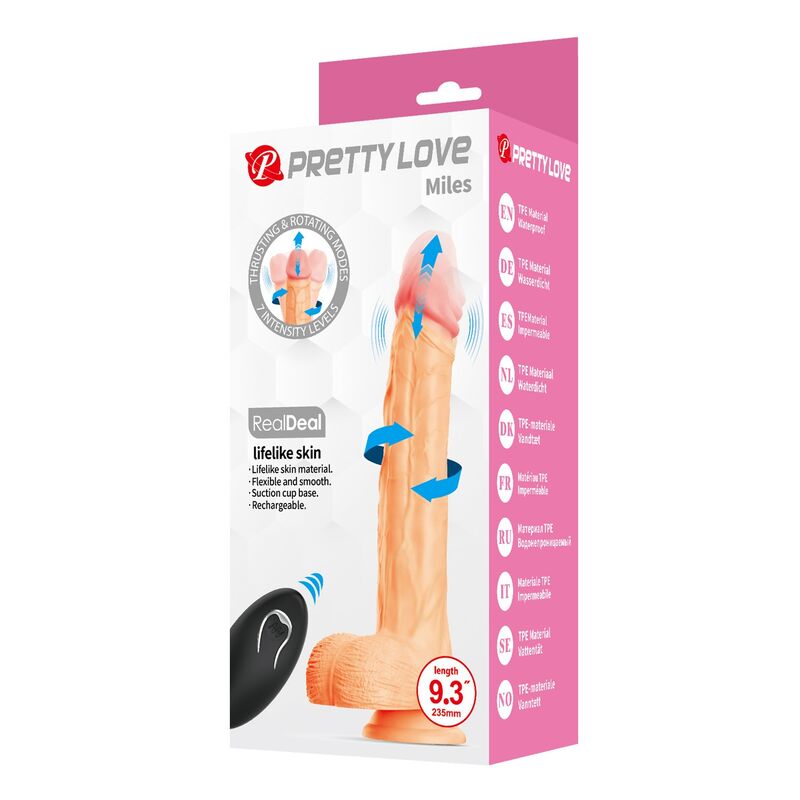 PRETTY LOVE - MILES THRUSTING & ROTATING VIBRATING DILDO REMOTE CONTROL 23.5 CM Ø 4.8 CM NATURAL · Dildo & Stimulatoare (imaginea 4)