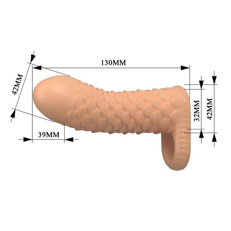 PRETTY LOVE - NESMITH PENIS EXTENSION SLEEVE 13 CM Ø 3.8 CM NATURAL · Inele & Mansoane Penis (imaginea 5)