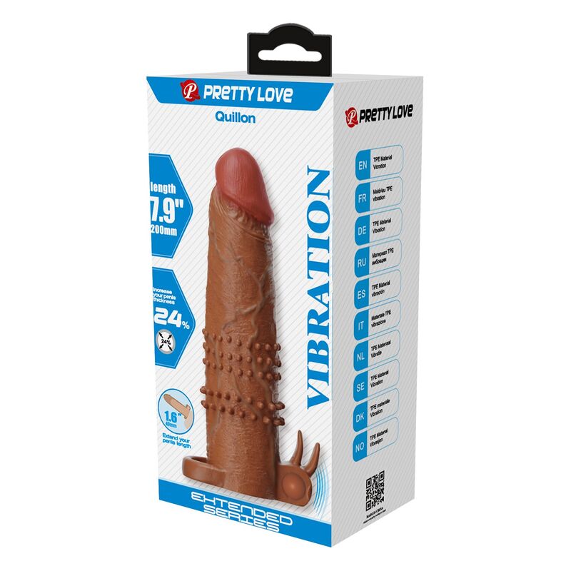 Pretty Love-Quillon Manșon Vibrator pentru Penis 20 cm Maro 3 PRETTY LOVE - QUILLON VIBRATING PENIS SLEEVE 20 CM Ø 4 CM BROWN · Inele & Mansoane Penis (imaginea 3)