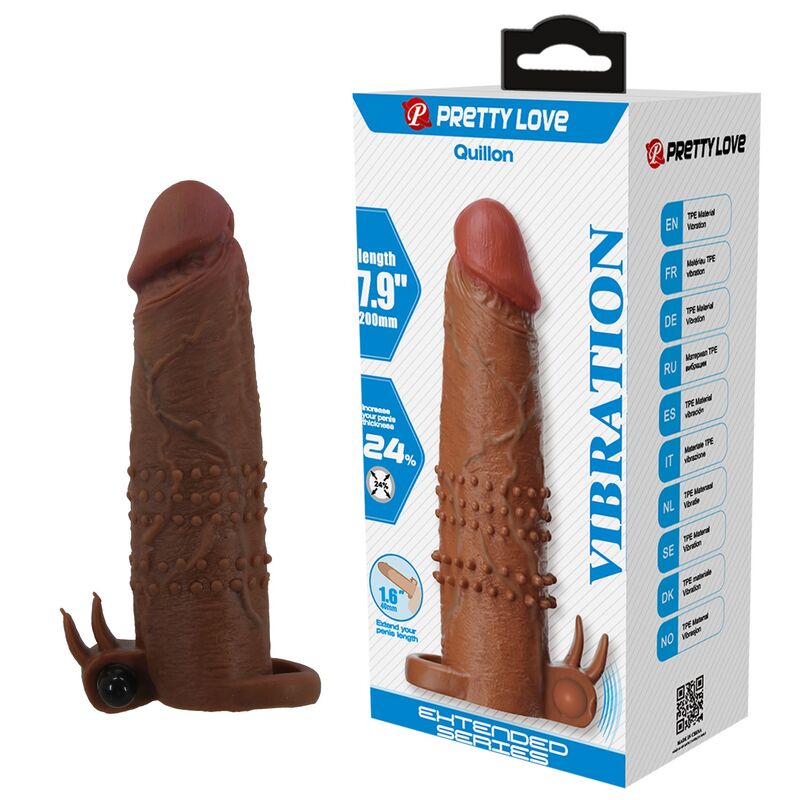 Pretty Love-Quillon Manșon Vibrator pentru Penis 20 cm Maro