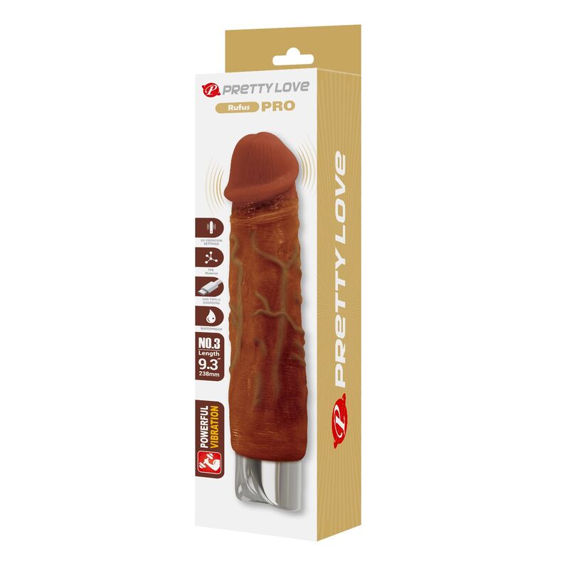 Pretty Love-Pro Vibrator Realist 23,5 cm Maro 9 PRETTY LOVE - PRO REALISTIC VIBRATOR 23.5 CM Ø 4.8 CM BROWN · Vibratoare (imaginea 9)