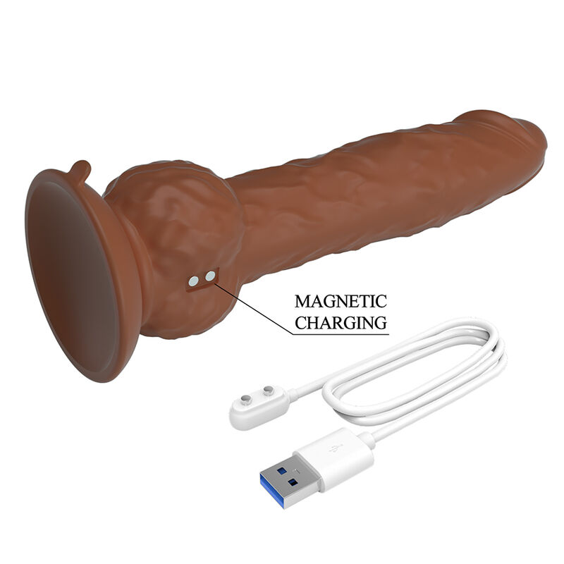 PRETTY LOVE - EREN THRUSTING VIBRATING DILDO 20.5 CM Ø 4.5 CM BROWN · Vibratoare (imaginea 7)