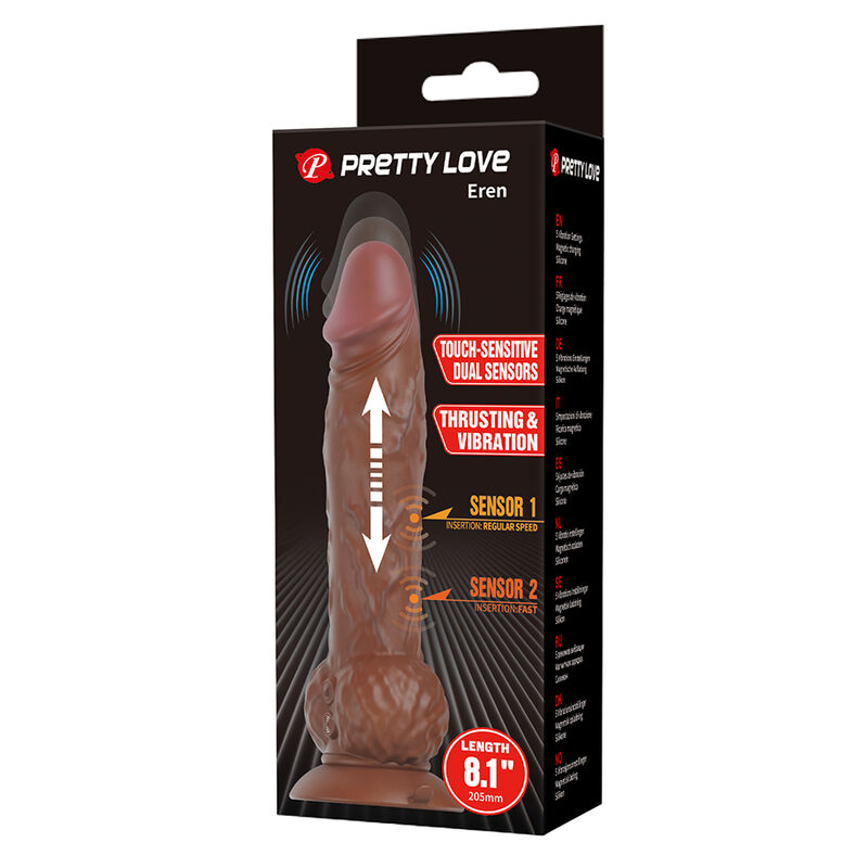 PRETTY LOVE - EREN THRUSTING VIBRATING DILDO 20.5 CM Ø 4.5 CM BROWN · Vibratoare (imaginea 8)