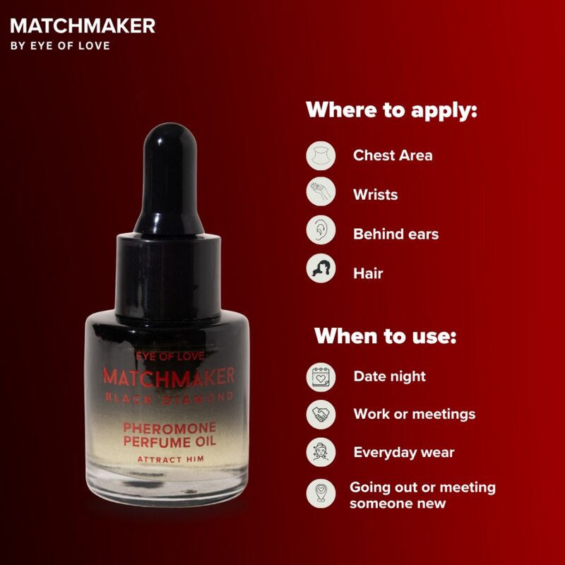 EYE OF LOVE - MATCHMAKER BLACK DIAMOND PHEROMONE PERFUME OIL 20 ML · Masaj Erotic (imaginea 6)