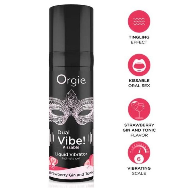 Orgie-Dual Vibe Vibrator Lichid Gin Tonic cu Căpșuni 15 ml