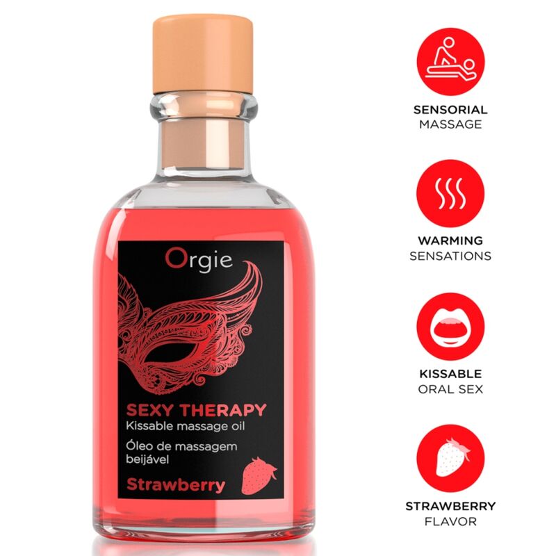 Orgie-Lips Massage Set cu Aromă de Căpșuni 100 ml