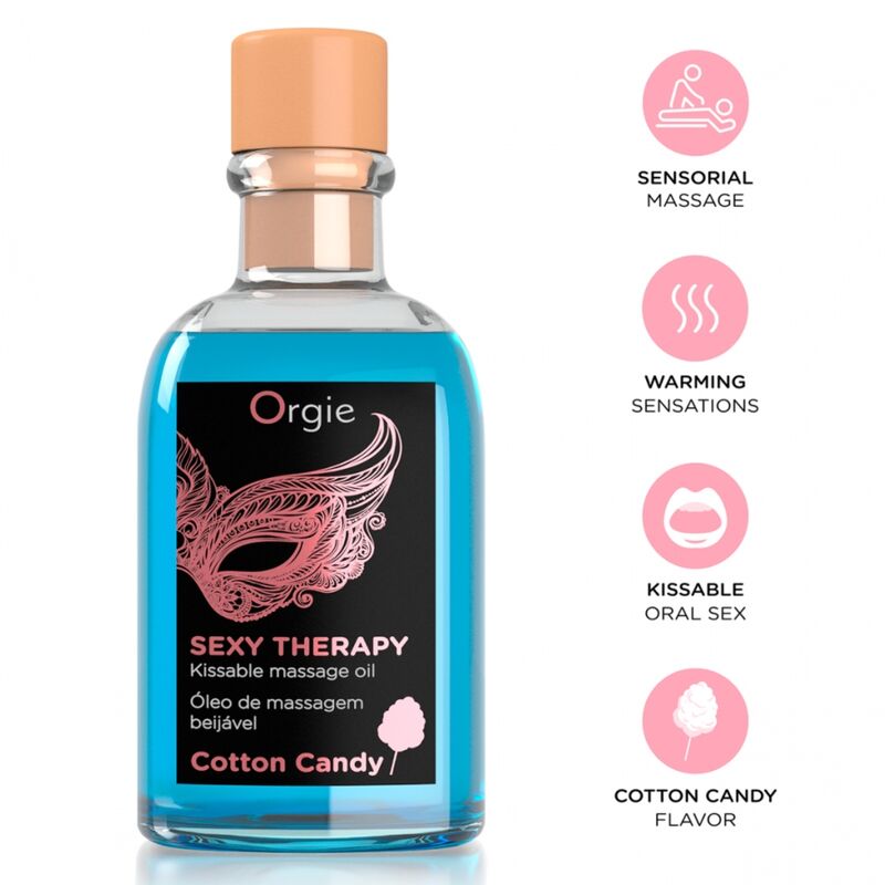Orgie-Lips Massage Set cu Aromă de Vată de Zahăr 100 ml