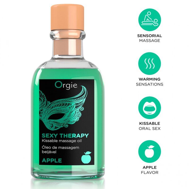 Orgie-Lips Massage Set cu Aromă de Măr 100 ml