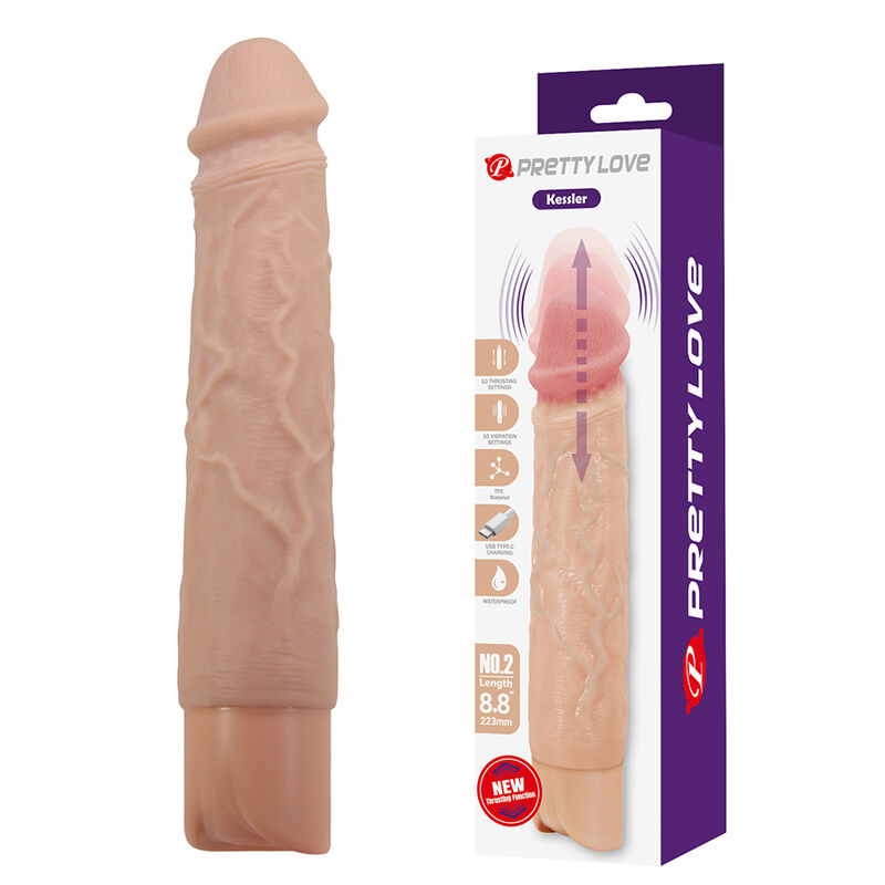 PRETTY LOVE - KESSLER REALISTIC VIBRATING DILDO WITH 10 VIBRATION MODES AND 10 THROWS, 22 CM NATURAL · Dildo & Stimulatoare