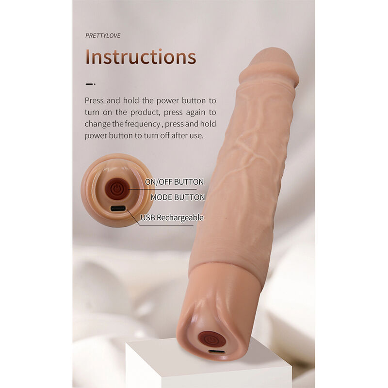 Pretty Love-Kessler Dildo Realist Vibrator 22 cm Natural 4 PRETTY LOVE - KESSLER REALISTIC VIBRATING DILDO WITH 10 VIBRATION MODES AND 10 THROWS, 22 CM NATURAL · Dildo & Stimulatoare (imaginea 4)