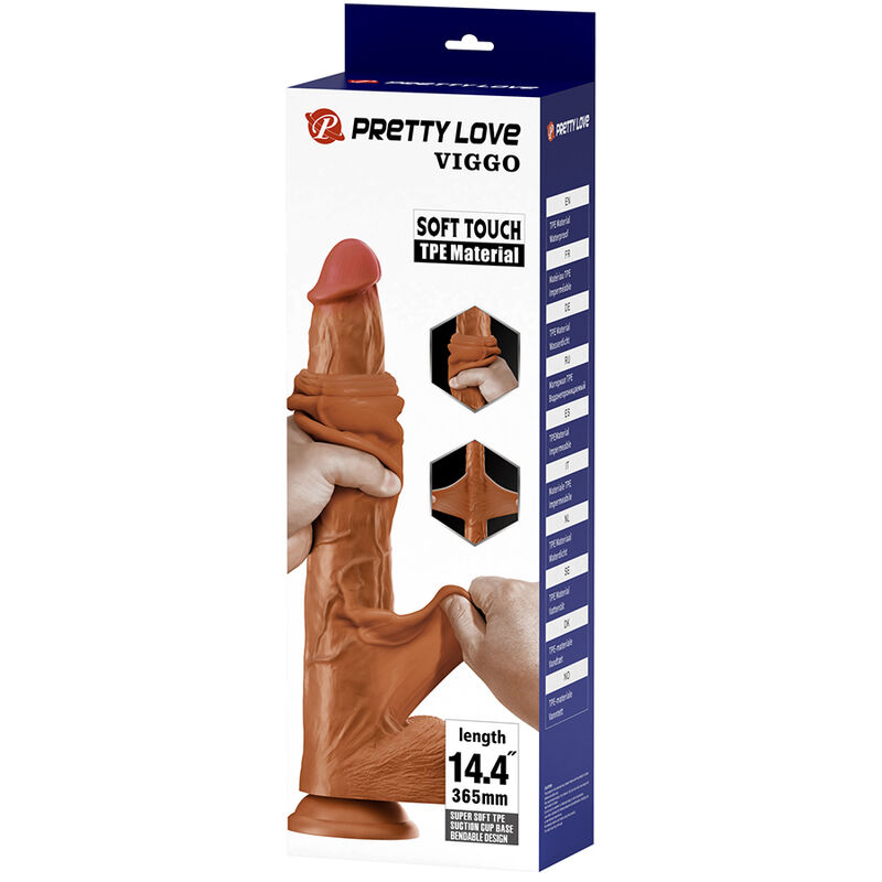 PRETTY LOVE - VIGGO REALISTIC SOFT-TOUCH SKIN-SLIDING DILDO 36,5 CM BROWN · Dildo & Stimulatoare (imaginea 2)