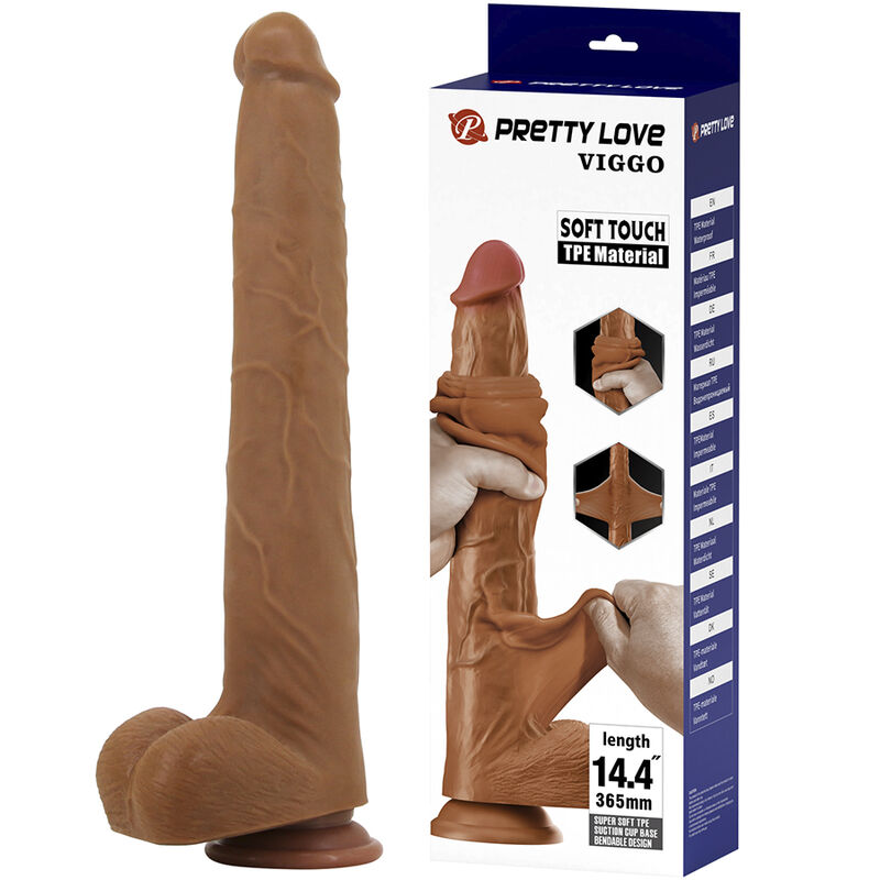 PRETTY LOVE - VIGGO REALISTIC SOFT-TOUCH SKIN-SLIDING DILDO 36,5 CM BROWN · Dildo & Stimulatoare