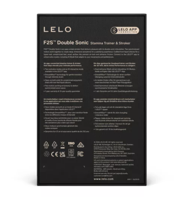 LELO - F2S DOUBLE SONIC MALE STROKER WITH DUAL SONIC STIMULATION RED · Masturbatoare (imaginea 5)