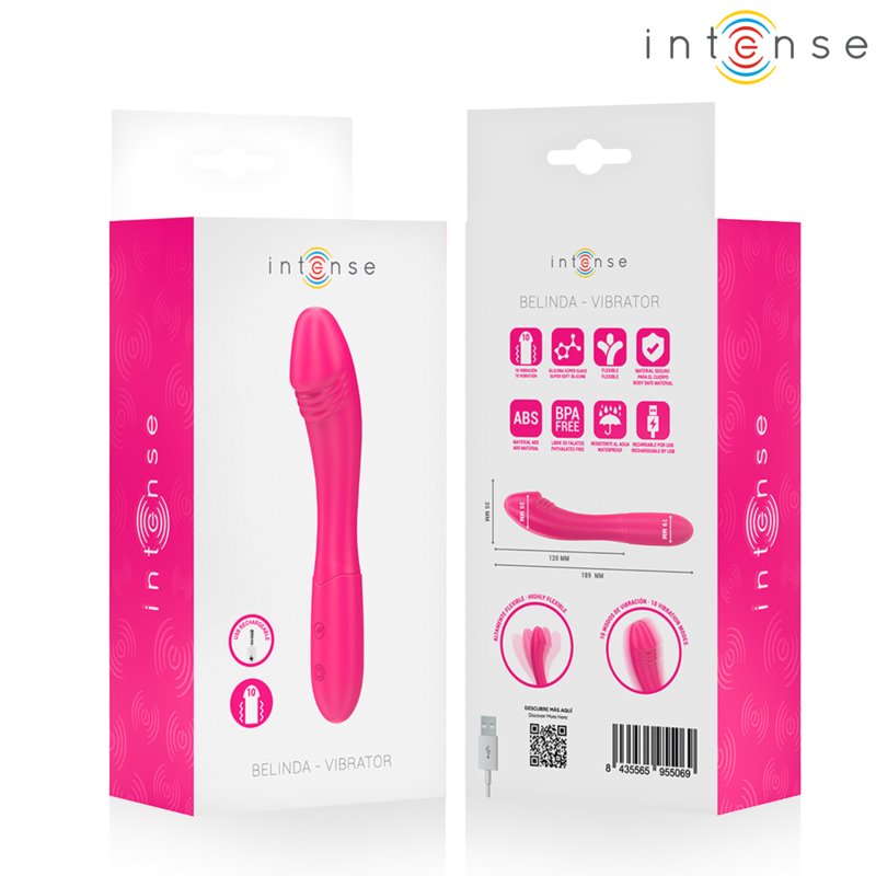 Intense-Belinda Vibrator 19 cm Flexibil 10 Vibrații Roz-Silicon