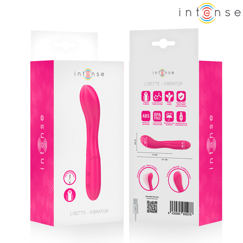 Intense-Lisette Vibrator 19 cm Flexibil 10 Vibrații Roz-Silicon