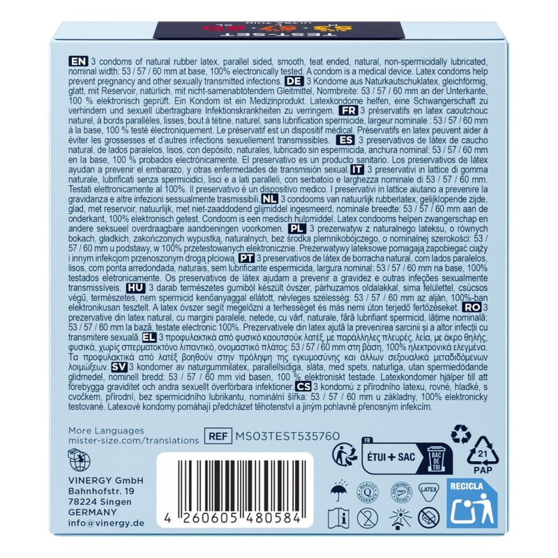 Mister Size-Pachet de Probă Prezervative 53-57-60mm 3 Bucăți · Prezervative (imaginea 4)