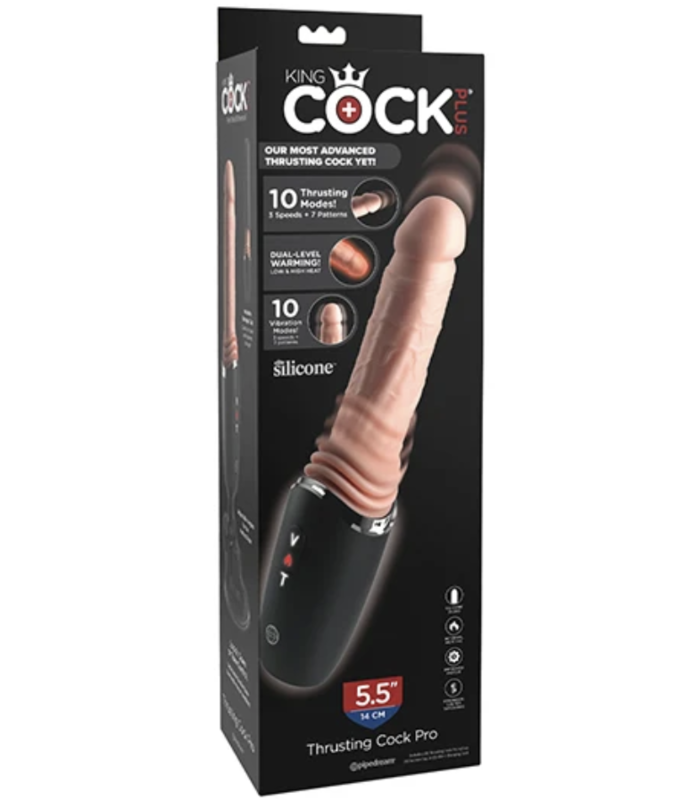 Pipedreams-King Cock Plus Dildo Thrusting Încălzit 12,7 cm