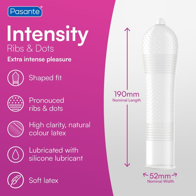 Pasante-Ribs & Dots Intensity Prezervative Texturate, 144 Bucăți · Prezervative (imaginea 2)